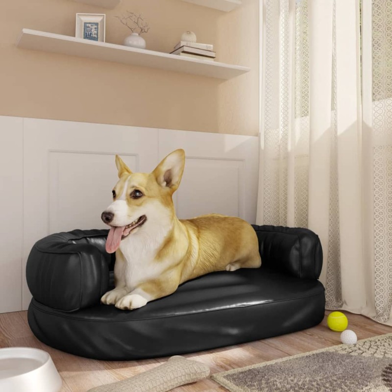 vidaXL Letto per Cani Ergonomico Gommapiuma Nero 60x42cm in Similpelle