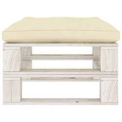 vidaXL Ottomana da Giardino Pallet con Cuscino Crema in Legno