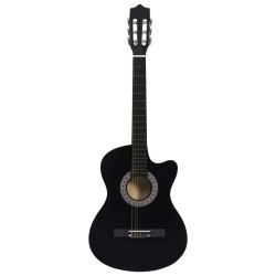 vidaXL Chitarra Classica Cutaway Western con 6 Corde Nera 38"