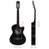 vidaXL Chitarra Classica Cutaway Western con 6 Corde Nera 38"