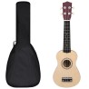 vidaXL Set Ukulele Soprano con Borsa per Bambini Legno Chiaro 21"    