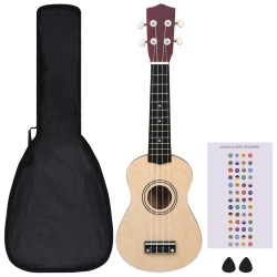 vidaXL Set Ukulele Soprano con Borsa per Bambini Legno Chiaro 21"    