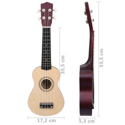 vidaXL Set Ukulele Soprano con Borsa per Bambini Legno Chiaro 21"    