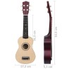 vidaXL Set Ukulele Soprano con Borsa per Bambini Legno Chiaro 21"    