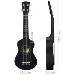 vidaXL Set Ukulele Soprano con Borsa per Bambini Nera 21"