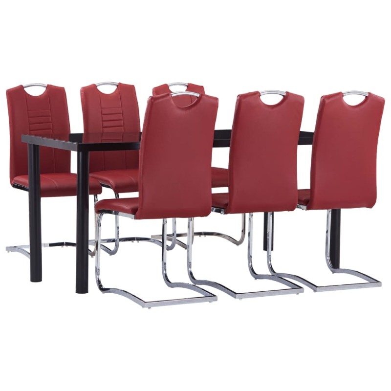 vidaXL Set Sala da Pranzo 7 pz in Similpelle Rosso