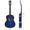 vidaXL Chitarra Classica per Principianti e Bambini Blu 3/4 36"     