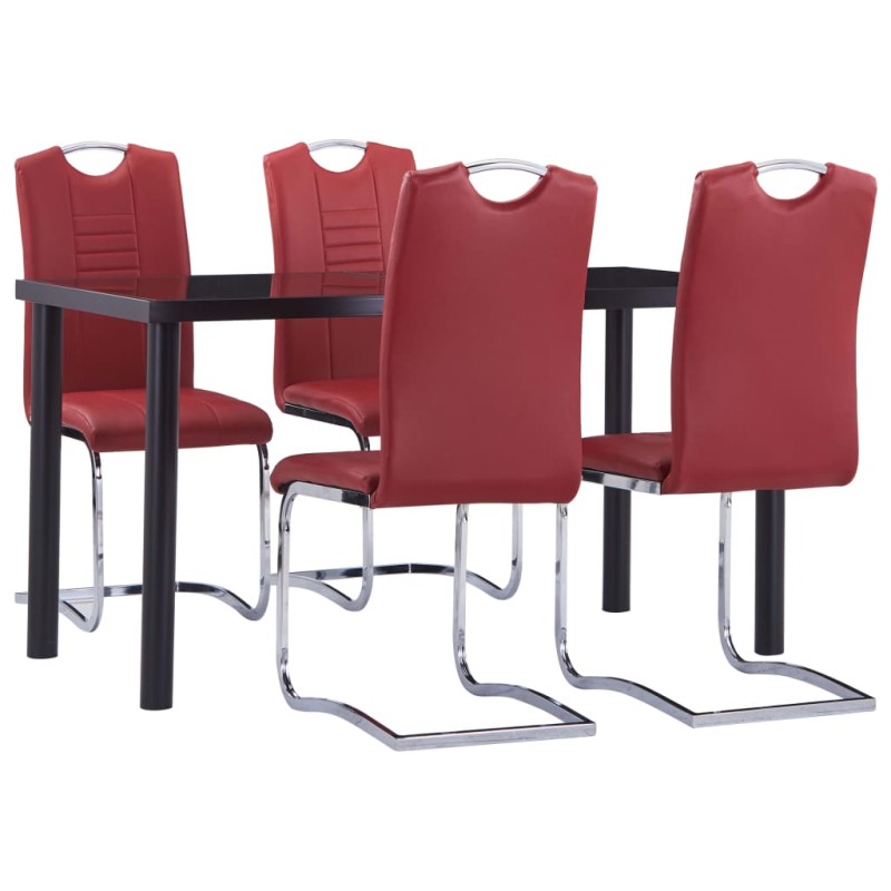 vidaXL Set Sala da Pranzo 5 pz in Similpelle Rosso