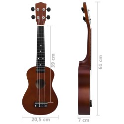 vidaXL Set Ukulele Soprano con Borsa per Bambini Legno Scuro 23"