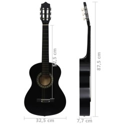 vidaXL Chitarra Classica per Principianti e Bambini Nera 1/2 34"