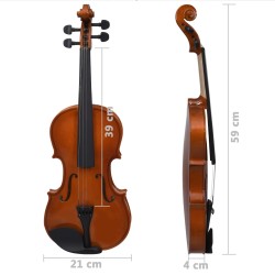 vidaXL Set Completo Violino con Arco e Mentoniera Legno Scuro 4/4