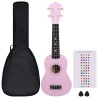 vidaXL Set Ukulele Soprano con Borsa per Bambini Rosa 21"     