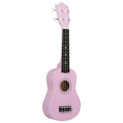 vidaXL Set Ukulele Soprano con Borsa per Bambini Rosa 21"     