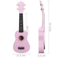 vidaXL Set Ukulele Soprano con Borsa per Bambini Rosa 21"     