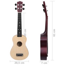 vidaXL Set Ukulele Soprano con Borsa per Bambini Legno Chiaro 23"