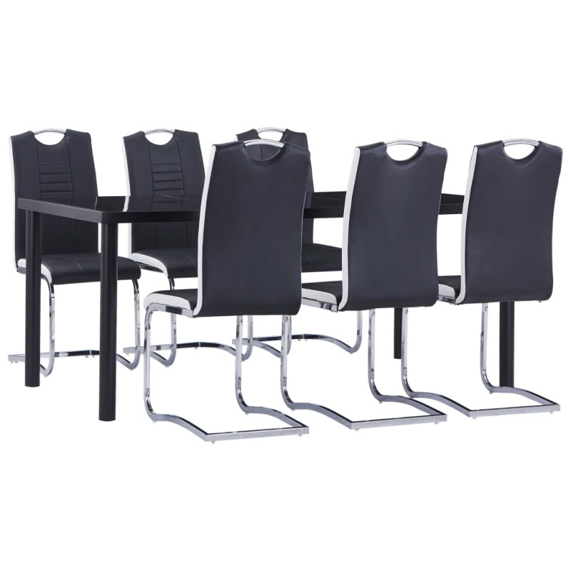 vidaXL Set Sala da Pranzo 7 pz in Similpelle Nero