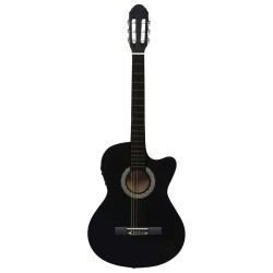 vidaXL Chitarra Classica Western con Equalizzatore e 6 Corde Nera