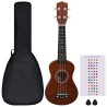 vidaXL Set Ukulele Soprano con Borsa per Bambini Legno Scuro 21"    