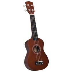 vidaXL Set Ukulele Soprano con Borsa per Bambini Legno Scuro 21"    