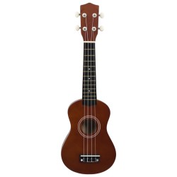 vidaXL Set Ukulele Soprano con Borsa per Bambini Legno Scuro 21"    