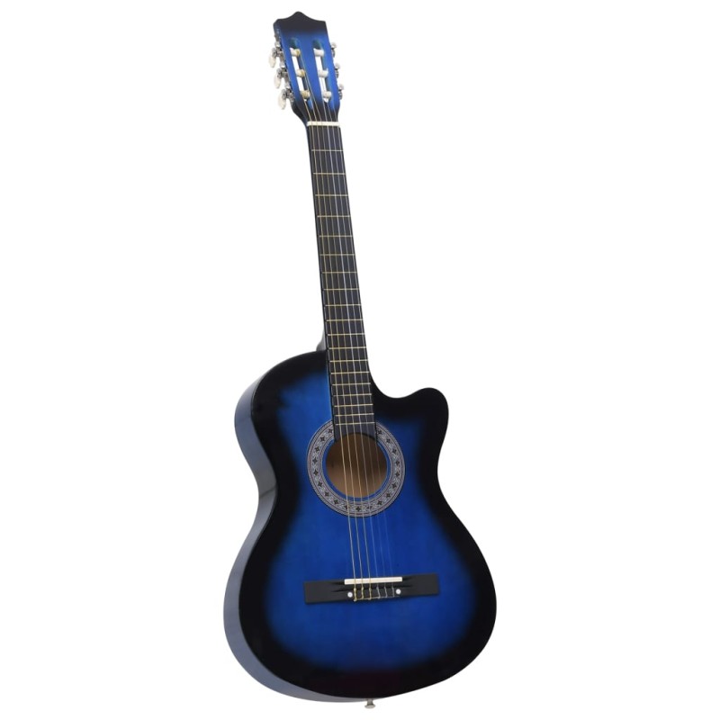 vidaXL Chitarra Classica Cutaway Western 6 Corde 38" Blu Ombreggiato    