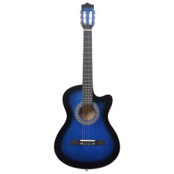 vidaXL Chitarra Classica Cutaway Western 6 Corde 38" Blu Ombreggiato    