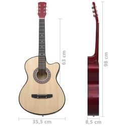 vidaXL Chitarra Acustica Western con 6 Corde 38" in Legno di Tiglio     