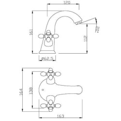 SCHÜTTE Miscelatore per Lavabo a 2 Maniglie ELK Cromato