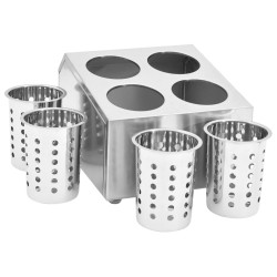 vidaXL Portaposate con 4 Inserti Quadrato in Acciaio Inox 