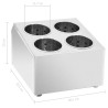 vidaXL Portaposate con 4 Inserti Quadrato in Acciaio Inox 