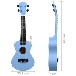 vidaXL Set Ukulele Soprano con Borsa per Bambini Blu Baby 23"