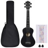 vidaXL Set Ukulele Soprano con Borsa per Bambini Nera 23"