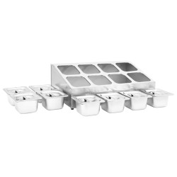 vidaXL Supporto Gastronorm con 8 Contenitori GN 1/6 in Acciaio Inox