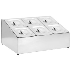 vidaXL Supporto Gastronorm con 6 Contenitori GN 1/6 in Acciaio Inox