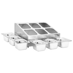 vidaXL Supporto Gastronorm con 6 Contenitori GN 1/6 in Acciaio Inox