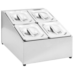 vidaXL Supporto Gastronorm con 4 Contenitori GN 1/6 in Acciaio Inox