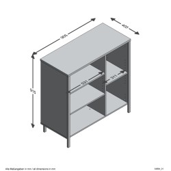 FMD Credenza con 5 Scomparti Aperti Rovere Artigianale Acciaio Scuro