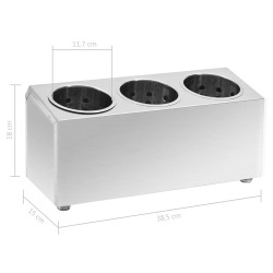 vidaXL Portaposate con 3 Inserti Rettangolare in Acciaio Inox 