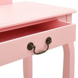 vidaXL Tavolo da Trucco con Sgabello Rosa 65x36x128 cm Paulownia e MDF