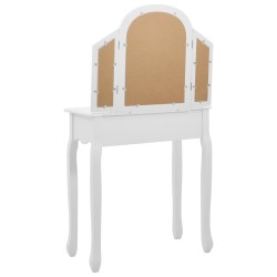 vidaXL Tavolo da Trucco e Sgabello Bianco 65x36x128 cm Paulownia e MDF