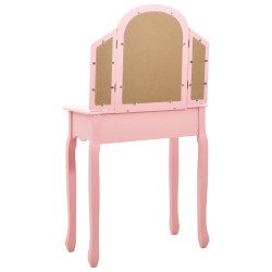 vidaXL Tavolo da Trucco con Sgabello Rosa 65x36x128 cm Paulownia e MDF