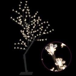 vidaXL Albero di Natale 128 LED Bianco Caldo Ciliegio in Fiore 120 cm