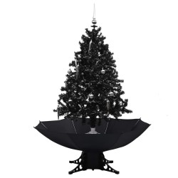 vidaXL Albero di Natale con Nevicata e Base ad Ombrello Nero 140cm PVC