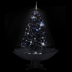 vidaXL Albero di Natale con Nevicata e Base ad Ombrello Nero 140cm PVC