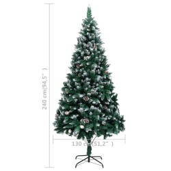 vidaXL Albero di Natale Artificiale con Pigne e Neve Bianca 240 cm