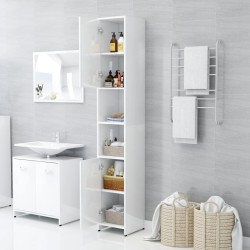 vidaXL Armadio da Bagno Bianco Lucido 30x30x183,5 cm in Truciolato