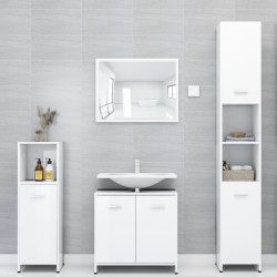 vidaXL Armadio da Bagno Bianco Lucido 30x30x183,5 cm in Truciolato