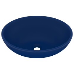 vidaXL Lavandino Lusso Ovale Blu Scuro Opaco 40x33 cm in Ceramica