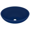 vidaXL Lavandino Lusso Ovale Blu Scuro Opaco 40x33 cm in Ceramica