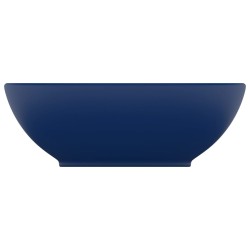 vidaXL Lavandino Lusso Ovale Blu Scuro Opaco 40x33 cm in Ceramica